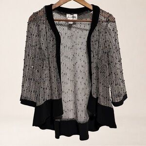JOSEPH RIBKOFF | Metallic Mesh Sequin Open Cardigan Glam Evening Party